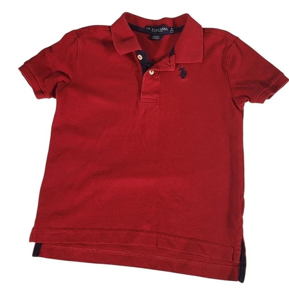 U.S. Polo Assn. Red Polo Shirt Short Sleeve Classic Logo Boys Size S 6-7